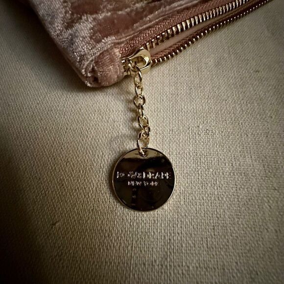 Bow & Drape NY gold sequin bead embellished pink velvet clutch pouch NWOT - Picture 10 of 11